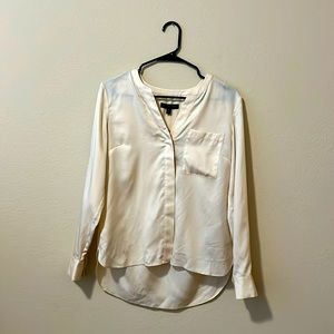 Silky cream hidden button blouse